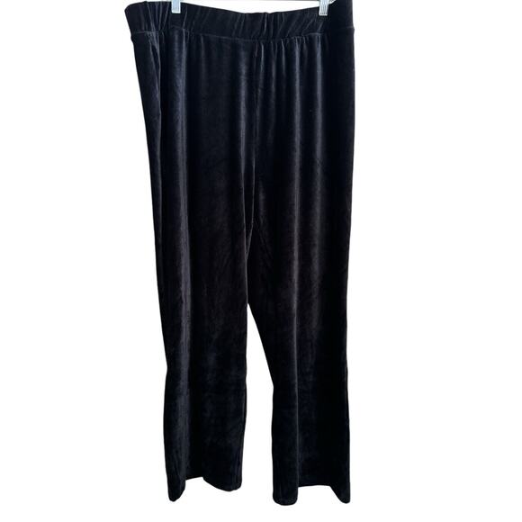 Soft Surroundings Pants Velvet Velour Wide Leg Pull on Black 1x (18w/20w) - Picture 1 of 9
